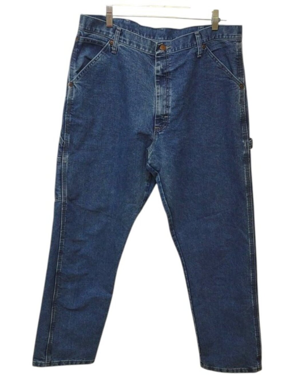 Wrangler Men's Blue Cotton Blend Carpenter Work Lightly Distressed Jeans